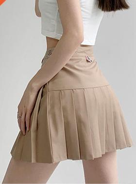 Girls suit material khaki TB pleated skirt anti-glare high w