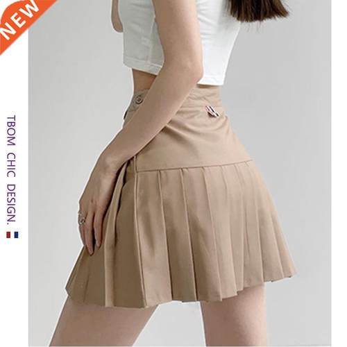 Girls suit material khaki TB pleated skirt anti-glare high w