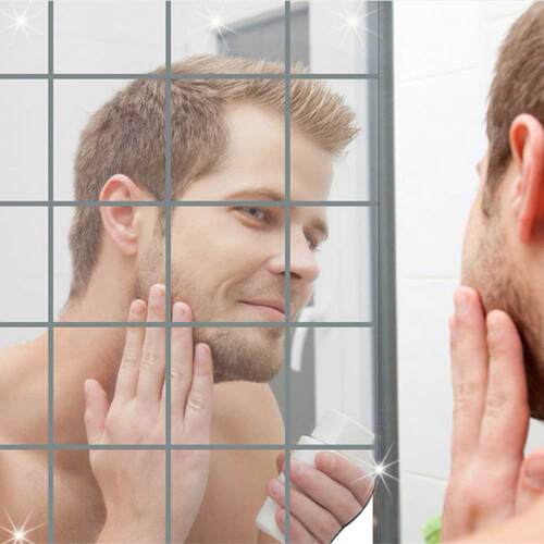 9/16pcs 15x15cm D Mirror Wall Sticker Square Self-Adhesive