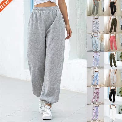 2022 Spring Sweatpants Women Casual Loose Hem Pants Solid