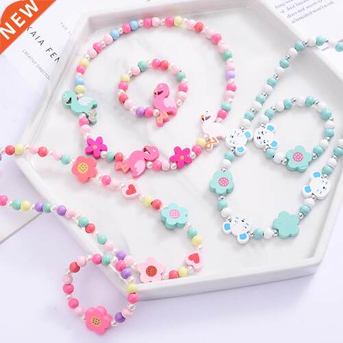 2021 Cute Cartoon Wooden Flower Animal Shape Beads Child Swe
