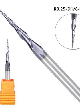 1/8 Shank CNC Carbide Ball Nose Tapered End Mill Radius 0.25