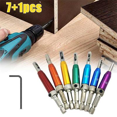 7+1Pcs HSS Door Self-centering Hinge Drill Bit Set Hinge Tap