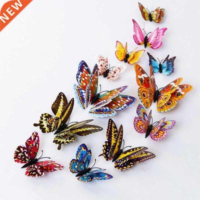 12PCS Newest Lumnous Frdge Magnets 3D Butterfly Desgn Dec