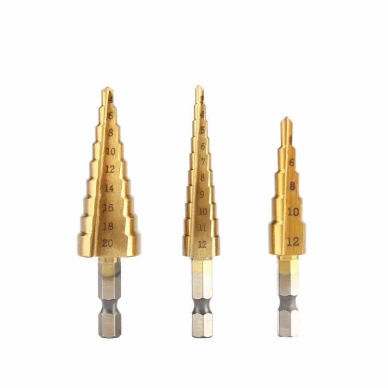 pcs HSS -12mm 4-12mm 4-20mm Step Bits Hex Shank Titanium P