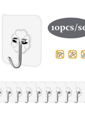10 pcs Seamless Adhesive Hook Transparent Hooks Strong Self