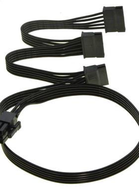 6 Pn Male 1 to 3 SATA 15Pn Female Power Supply Spltter Ca