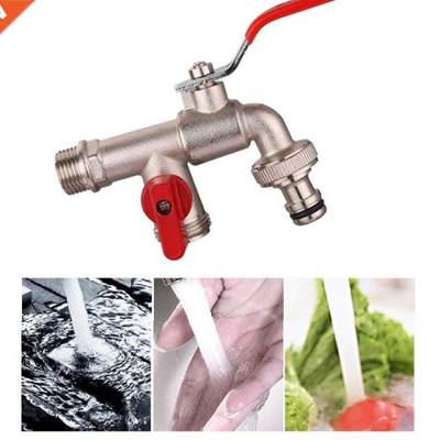 90 Degree Double Valve Water Tap Durable Brass Manual Adjust