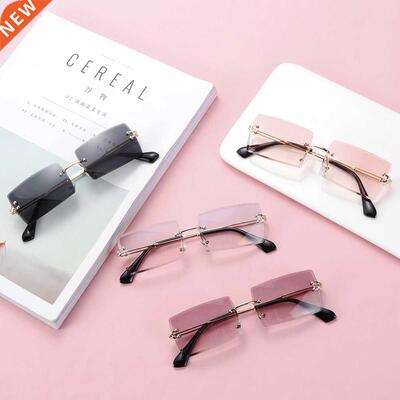 Fashion Rimless Sunglasses Women ndy Small Rectangle Sun Gla
