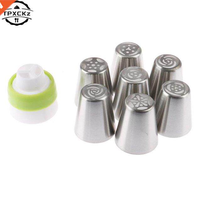 8pcs Cream Pastry Decorating Tips Set Stainless Steel Russia
