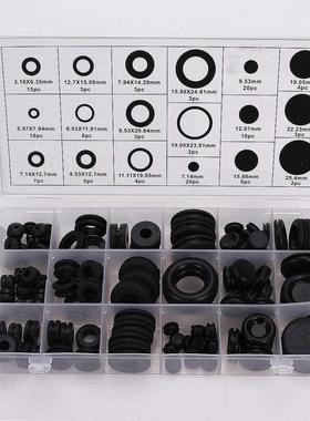 125pcs Wiring Cable Black Rubber Grommets Assortment Kit