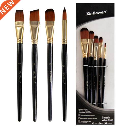 5pcs/Set Nylon Hair brush Brush Set Round Flat Brush Acrylic