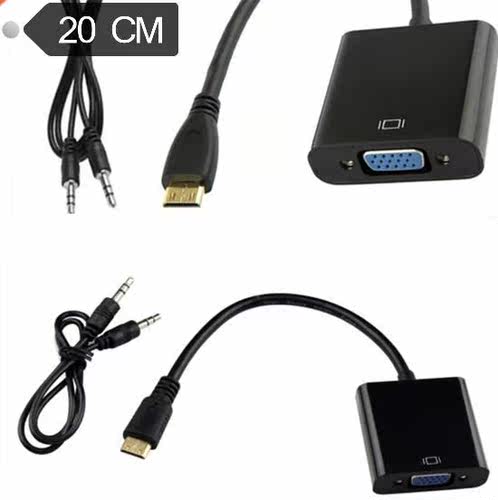 MINI HDMI MALE TO VGA FEMALE VIDEO ADAPTER CABLE WITH AUDIO