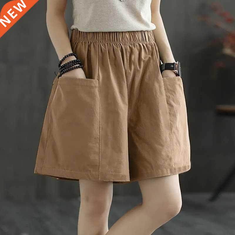 2022 Summer New 7 Colors Women Cotton Linen Shorts Loose Cas