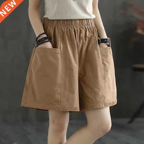 2022 Summer New 7 Colors Women Cotton Linen Shorts Loose Cas