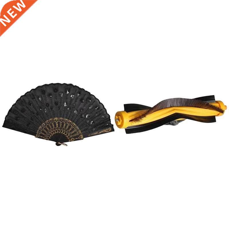 1 Pcs Frame Embroidery Floral Detail Folding Hand Fan &