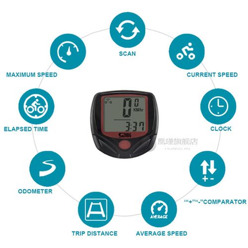Waterproof MTB Bike Wire Code Bicycle Meter Speedometer Digi
