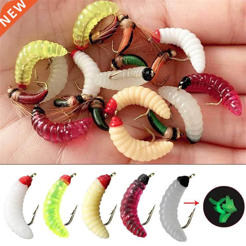 1Pcs #10 Brass Bead Head Fast Snkng Nymph Maggots Bug Worm