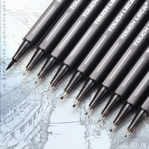 10 pcs/set Marker Pen Black Ink 0.1 0.2 0.3 0.4 0.5 Brush Ti