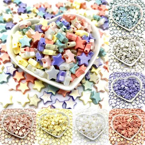 50pcs/Lot 10mm Matte Faceted Five-Pointed Star Shape Acrylic