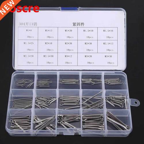 150Pcs Splt-Cotter Fastenng Pns 15 Knds M1-M3 Stanless