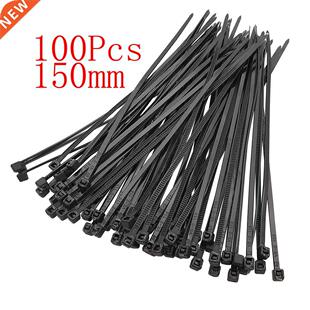 Self Tie 150mm Wire Cable Black Plastic Nylon locking 100Pcs