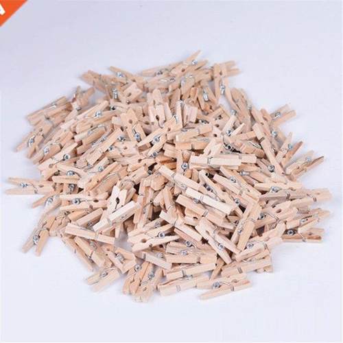 100 Pcs Mini Wooden Clothes Photo Paper Peg Clothespin Laund