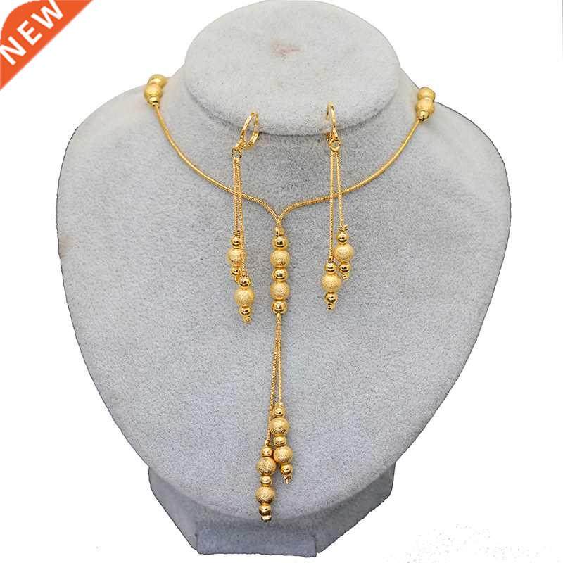 Fashion Charms Ball Sets Gold Color,Small Beads Dubai Neckla