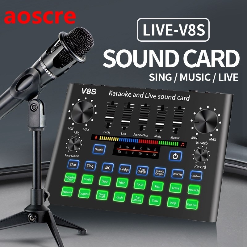 V8S Phone Sound Card Set Bluetooth Microphone Live Broadcast