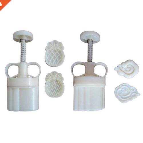 Barrel Mooncake Mold with 2 Pineapple Cloud Stamps Cookie Cu