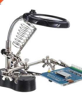 LED Light Soldering Iron Stand Holder Helping Hands Magnifyi