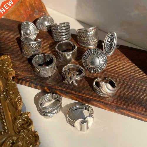 Vintage Silver Color Metal Geometric Irregular Flowers Love