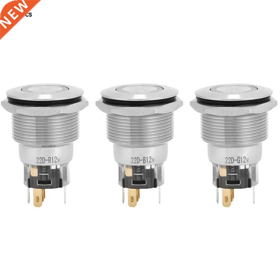 Metal Button Switch 20Pcs 22mm Automatic Reset Flat Ring Lig