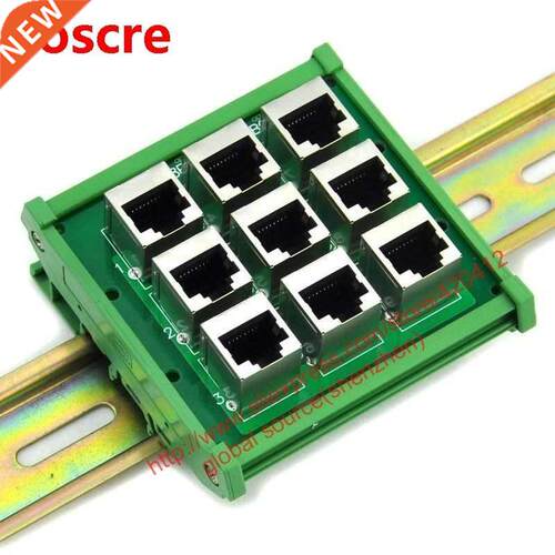 RJ45 8P8C breakout board 9-Way with DIN Rail Mounting foot a