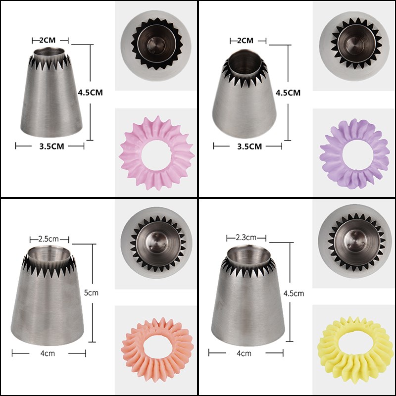 (4pcs)Different Size Sultane Pastry Icing Nozzles set