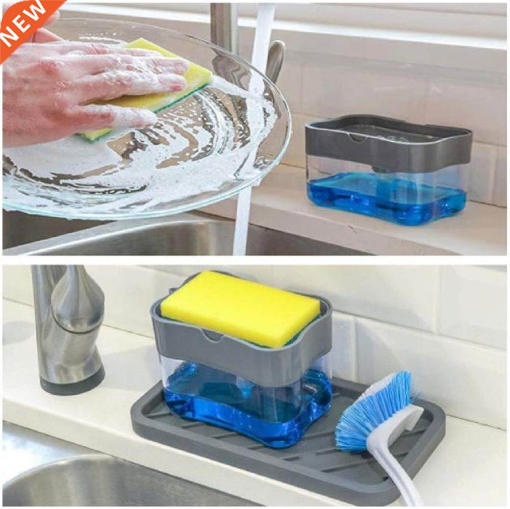 Soap Dispenser With Sponge Holder Cleaning Liquid Pump Dispe