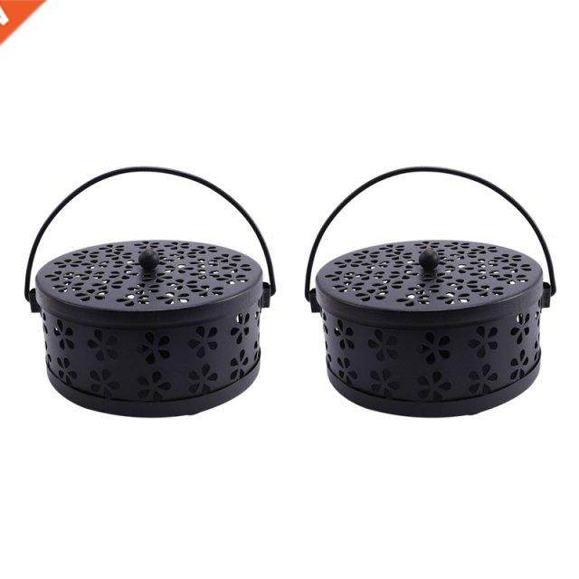 2X Nordic Retro Metal Hollow Floral Mosquito Coil Holder Gar