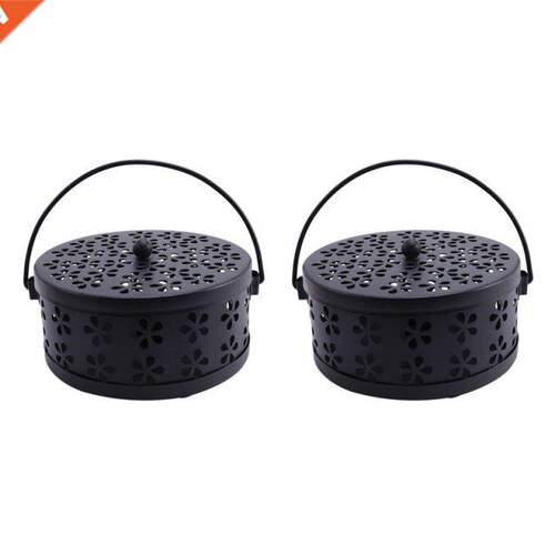 2X Nordic Retro Metal Hollow Floral Mosquito Coil Holder Gar