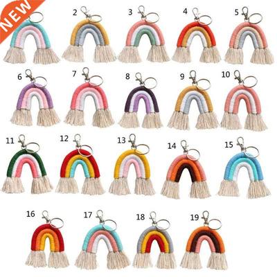 Weaving Rainbow Keychains Boho Handmade key Holder Keyring M