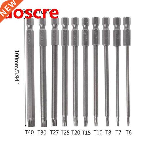10Pcs/Set 100mm 1/4Inch Hex Shank Magnetic Head Torx Screwdr