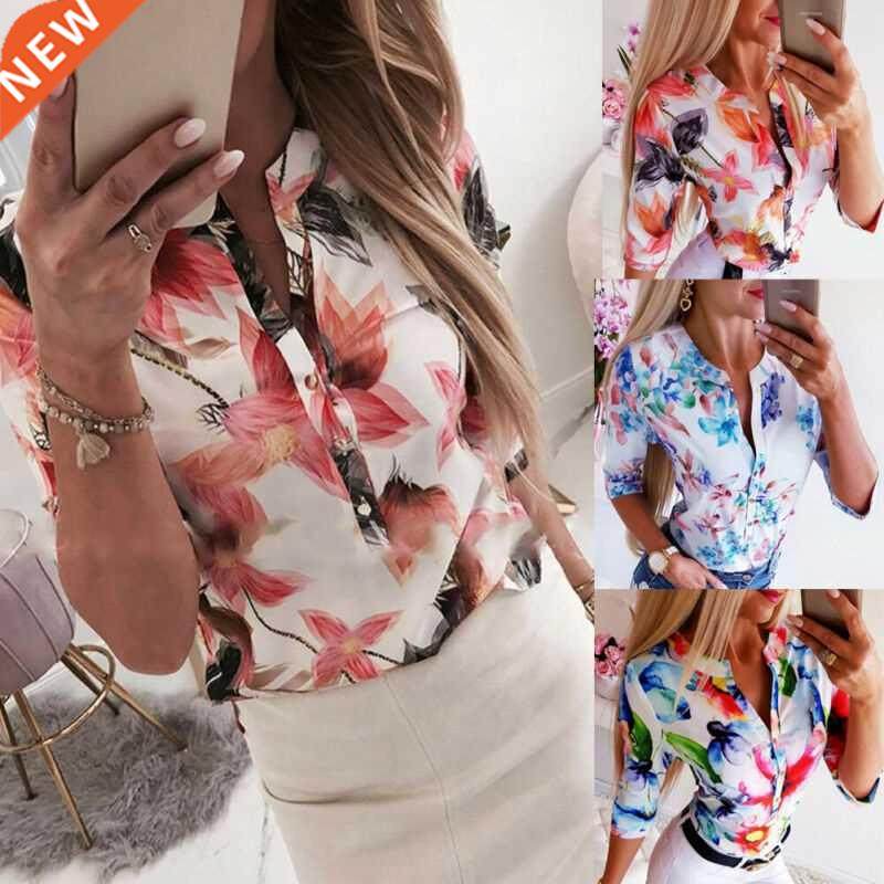 Summer Women Blouse Floral Shirt Loose Tops Office Lady Shir
