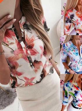 Summer Women Blouse Floral Shirt Loose Tops Office Lady Shir
