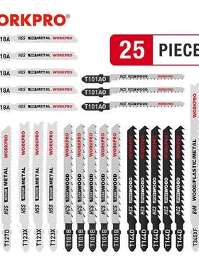 WORKPRO 25PC Saw Blades T-Shank Jigsaw Blades Assorted Blad