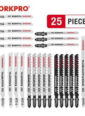 WORKPRO 25PC Saw Blades T-Shank Jigsaw Blades Assorted Blad