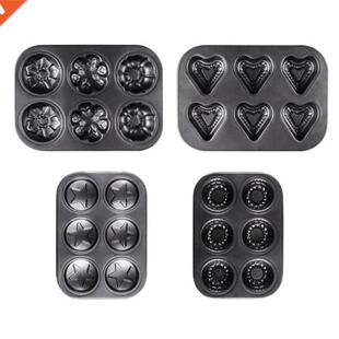 6 Cavity Star Heart Cupcake Mold Cake Muffin Pans Carbon Ste