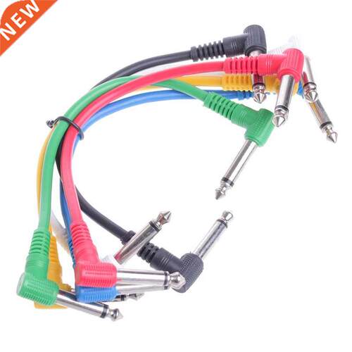 6Pcs/Set Gutar Parts Colorful Angled Plug Audo Cable Leads