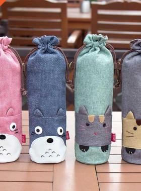 Creative Cartoon Pattern Fabric Bottle Covers Portable Desi