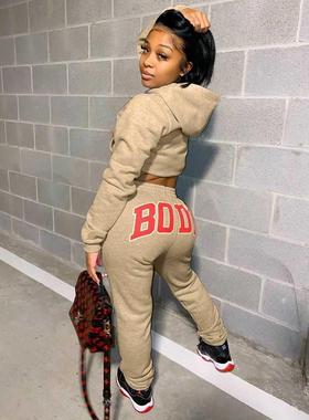 Set Hoodies and Sweatpants Fall Winter Clothes Women Two Pie