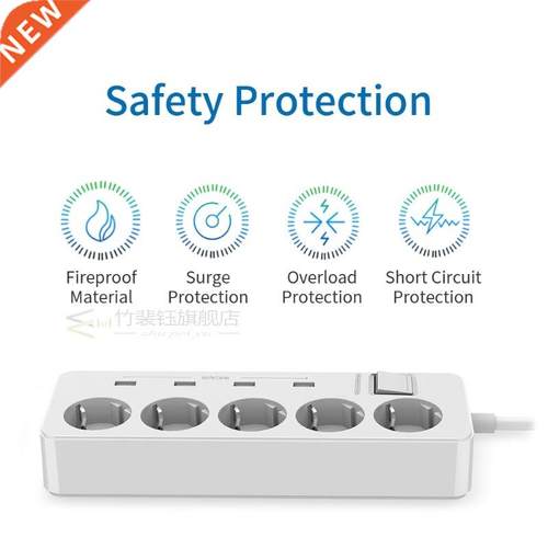 Extension Socket E 5 Ports 4 SB Power Strip for Home Office