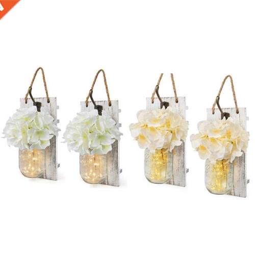 Mason Jar Sconces With Remote Control,Wall Decor Decorative